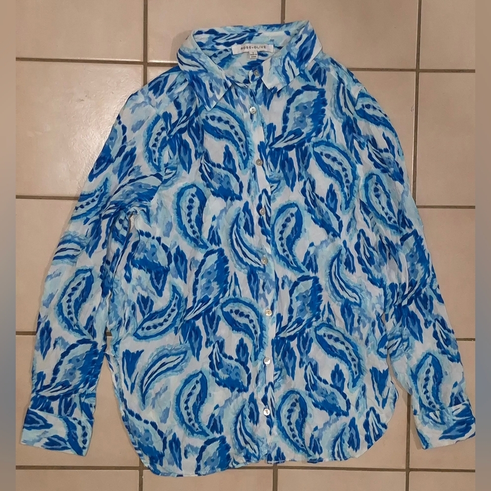 Rose & Olive Blue and White Shirt